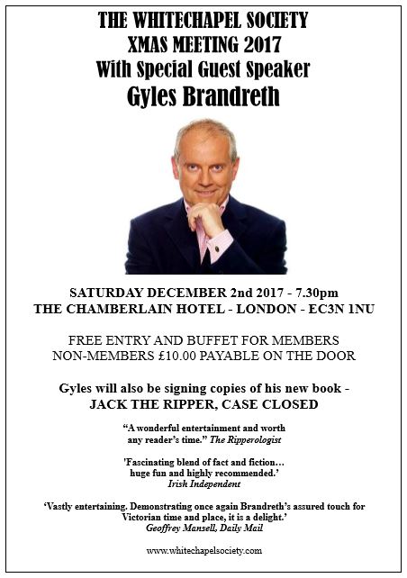 Gyles Brandreth Whitechapel Society Guest speaker